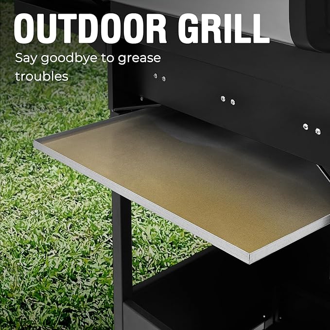 Lyromix 3 Burners Gas Grill with Side Burner, Propane Grill with Wheels and Storage, Outdoor Gas BBQ with Oil Tray and Thermometer for Patio and Party, 37000 BTU
