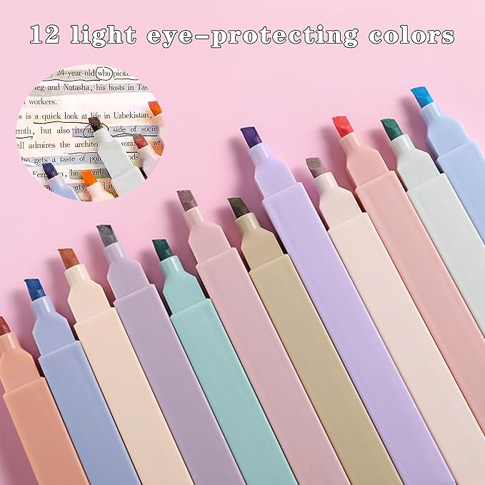 Ristpal 42 PCS Aesthetic School Supplies with Large Pencil Case, 12 Marker Pens with box, 5 Black Ink Gel Pens, 6 Mechanical Pencils Set, Sticky Notes, Complete Essentials Stationery Kit for Students