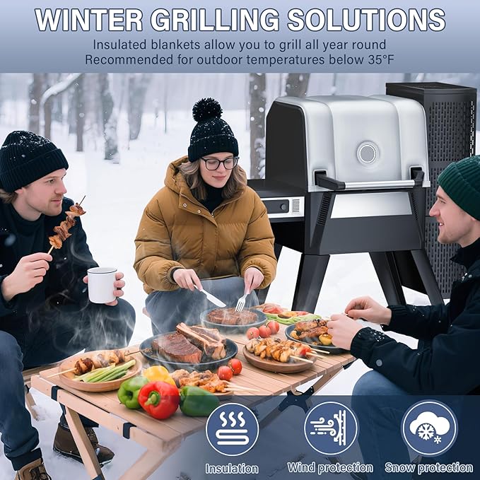 Grill Thermal Insulated Blanket for Masterbuilt Gravity Series 560 Charcoal Grill, fits MB20080220 Gravity Series Grill Smoker Insulation Blanket for Winter Cooking