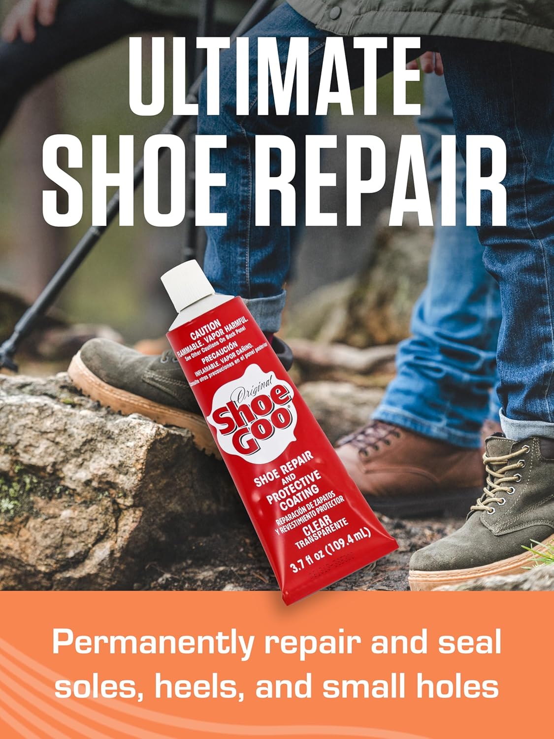 Sof Sole Shoe Goo - Clear Shoe Glue for Fast Repairs | 3.7 fl oz Tube - Waterproof & Durable