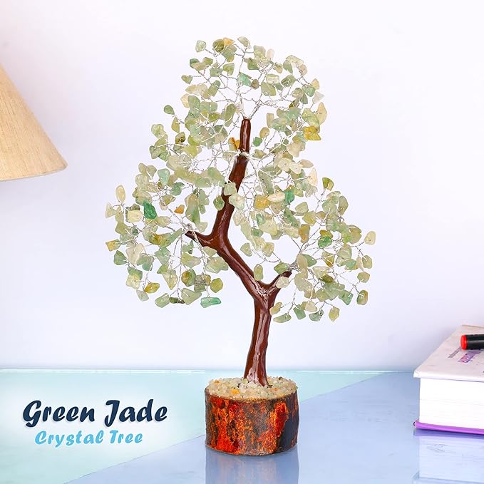 YATHABI Green Jade Crystal - Chakra Decor - Jade Stone Bonsai Tree - Feng Shui Decor - Spiritual Gift - Good Luck - Crystals Money Tree
