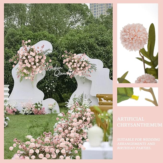 8PCS Pink Fake Flowers Artificial Chrysanthemum Faux Mums Matching 2PCS Rose Red Daisy Faux Flowers for Vase Fall Long Stems Flower Silk Flower for Home Decor Wedding Decor (20.5In,No Vase)