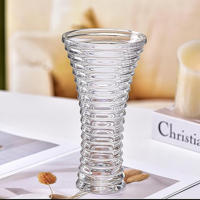 Clear Crystal Vase,Glass Flower Vase Thickening Design for Home Decor Centerpieces, Wedding, Mothers Gift