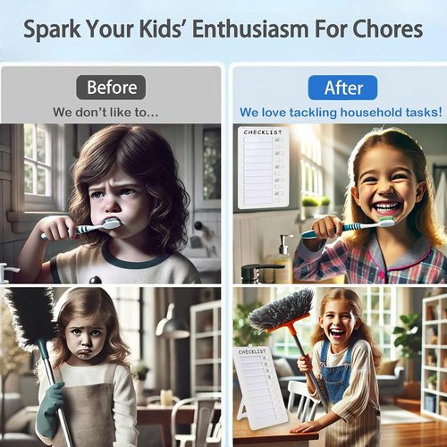 Dry Erase Chore Chart - Standable Whiteboard Checklist for Kids' Routines with Pen