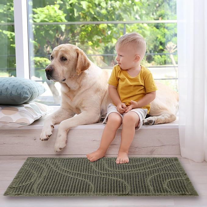 ZALL Grey Waffle Bath Mat,Super Absorbent Non Slip Bathroom Rug,Gray 24x36inch,Machine Washable Ultra Soft Floor Mats