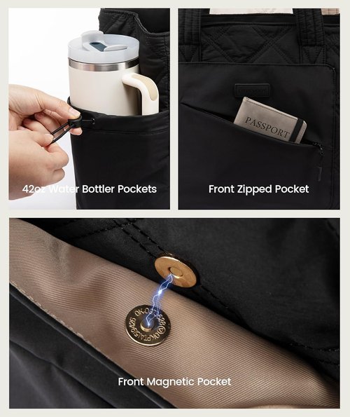 LOVEVOOK Tote Bag - Lightweight Quilted Puffer Bag for Work & Travel | Stylish Compartments