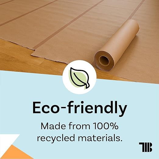 Floor Protection Paper, 36 inch x 166 ft Roll, Made in USA, 69# Brown Rosin Masking Paper Roll, 100% Recycled, Thick Floor Covering for Painting, Moving, and Construction