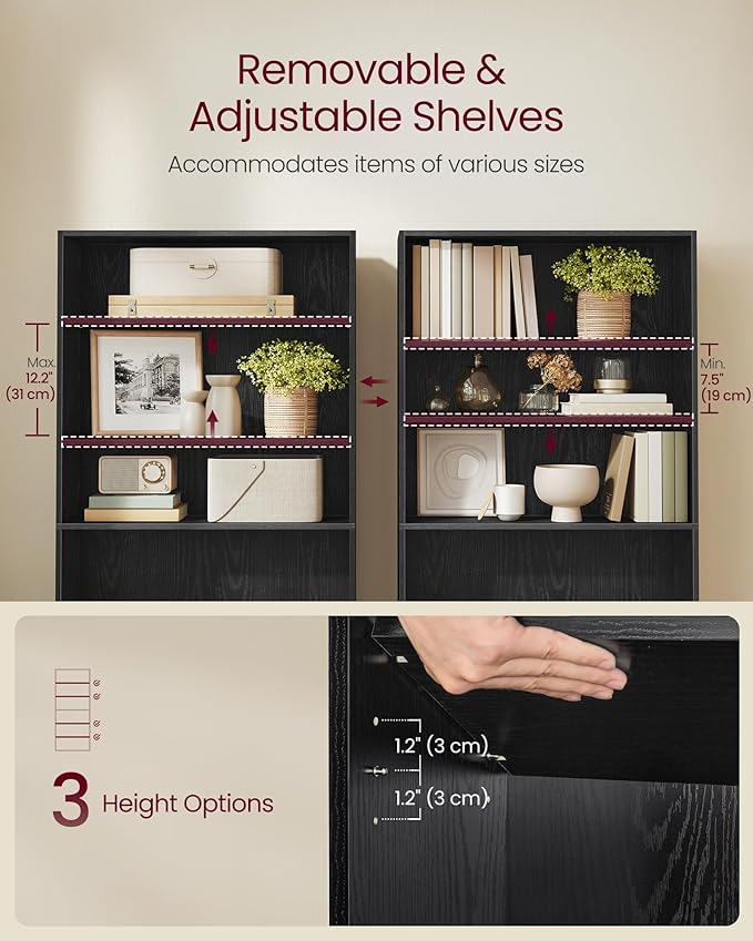 VASAGLE Custos Collection - Bookshelf, 6-Tier Bookcase, Book Shelf, Open Storage Shelf, 9.4 x 31.5 x 63.3 Inches, for Living Room, Home Office, Dining Room, Ebony Black ULBC412B01