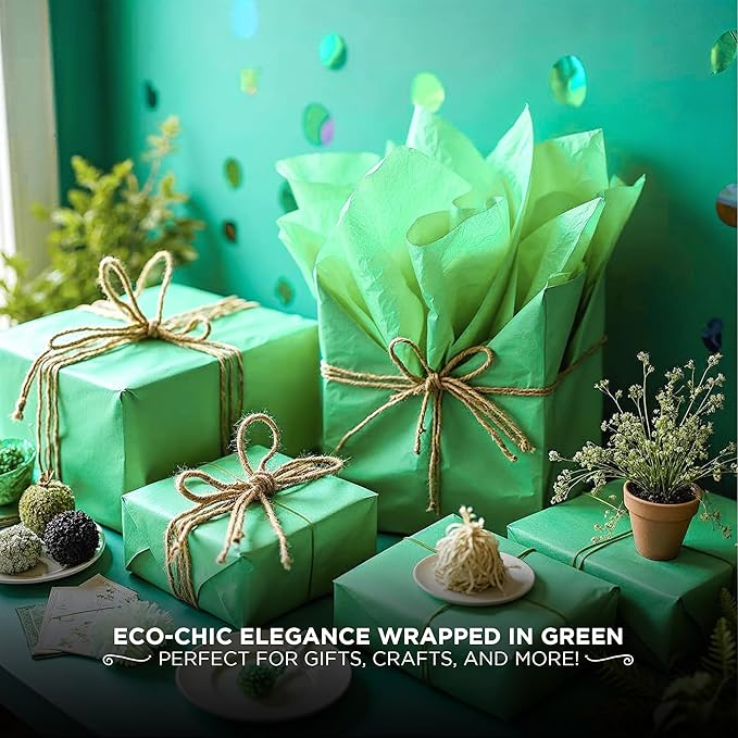 SANZIX 150 Sheets Green Tissue Paper for Gift Bags Bulk 14x20 Inch- Green Christmas Wrapping Paper Perfect for Christmas Gifts, S Patrick's Day, Birthday, DIY, Bouquet, Holiday & Xmas Decorations