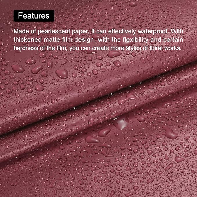 MECCANIXITY Set of 20 Flower Wrapping Paper 22.8x22.8 Inch Waterproof Florists Wrapping Paper for Florist Bouquet Supplies, DIY Crafts, Gift/Gift Box Packaging Red