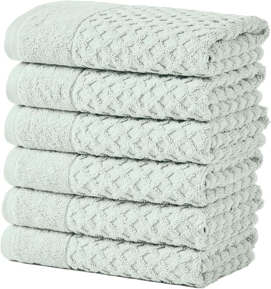 Great Bay Home Hand Towels - 100% Cotton 6 Pack 26x16 Hand Towel Set - Absorbent, Durable, Quick-Dry Towels for Bathroom (Pastel Blue)