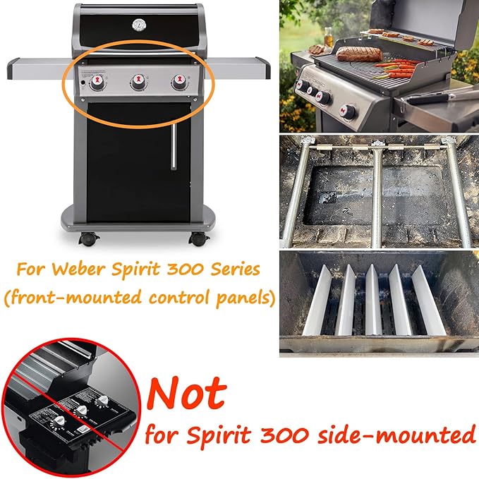 Gassaf 15.3inch Flavorizer bars and 18inch Burner Tube Set Replace for Weber Spirit 300 Series Spirit E310, E320, S310 S320, Part kit Replace for Weber 7636 69787
