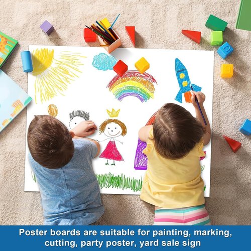 ROOKEA 18 Pcs White Poster Board - 22" x 28" 250 GSM Vision Board for Arts, Crafts & Presentations