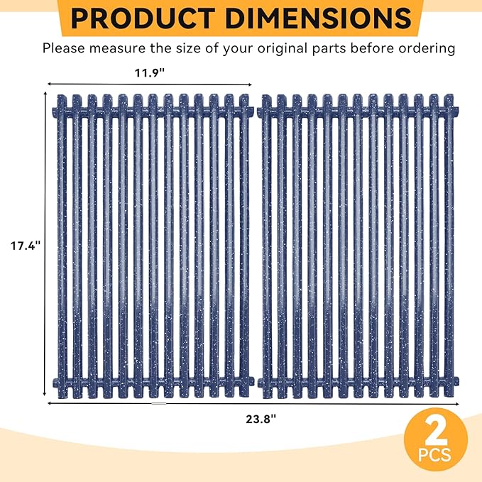 17.4 x 11.9 Inch Grill Grate for Weber Spirit E-310/ E-320/ E330, Spirit 700, Genesis Silver B/C, Genesis Gold B/C, Genesis Platinum B/C, Genesis 1000-3500, 7525 Grill Grates, 2 PCS, Porcelain Steel