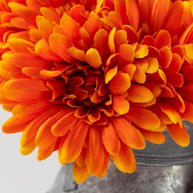 TOPIA Artificial African Daisies Flowers African Daisy Silk Flowers Artificial Gerbera Daisies Pack of 10 (Orange)