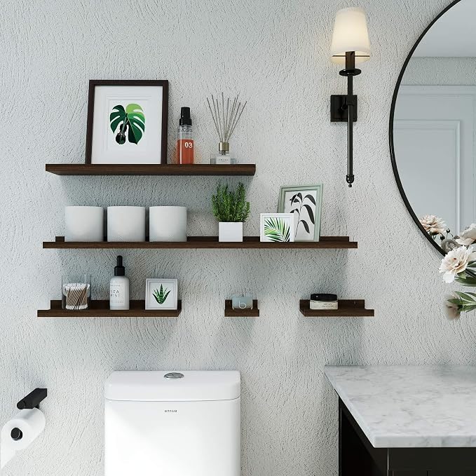 Floating Shelves for Wall Decor, Long Wall Mounted Storage Shelf for Bedroom, Living Room, Bathroom, Kitchen, Nursery, Display Picture Ledge Shelf with Lip Set of 2-36 Inches, Walnut
