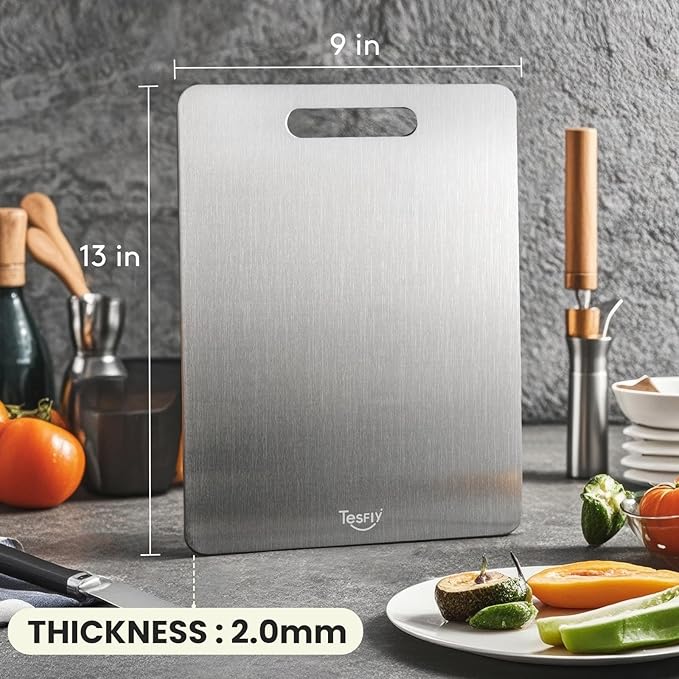 2 Pack Titanium Cutting Board-100% Pure Titanium Cutting Boards For Kitchen, Dishwasher Safe, Easy to clean, Double-sided food-grade Cutting Board For Meats, Fruits And Vegetables (13 x 9)