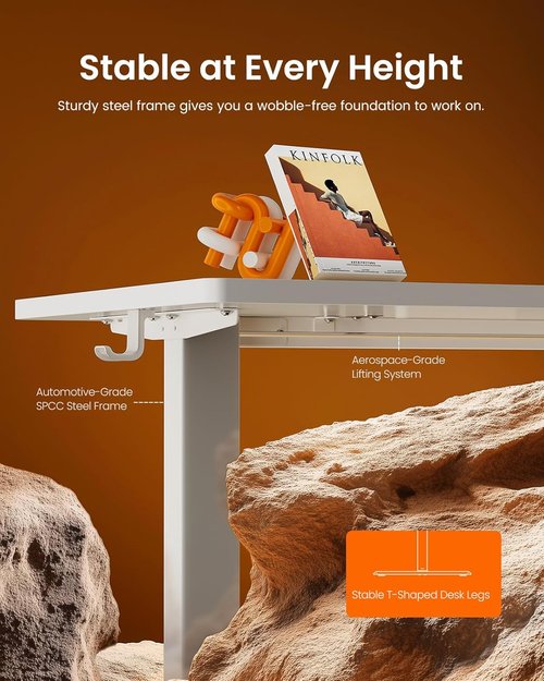 ErGear Electric Height Adjustable Standing Desk - 40 x 24 Inches, Memory Function, White Finish