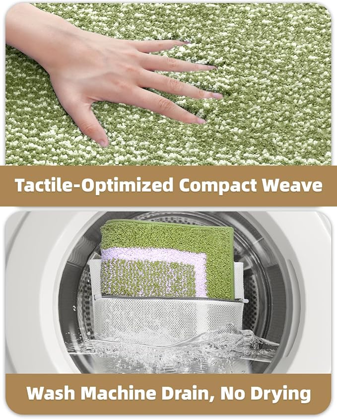 Color&Geometry Simple and Stylish Large Bath Mats for Bathroom Non Slip, 24"x36" Moss Green and Ivory Bathroom Rugs, Absorbent, Soft, Washable, Microfiber Bath Rug Shower Mat Outside Shower