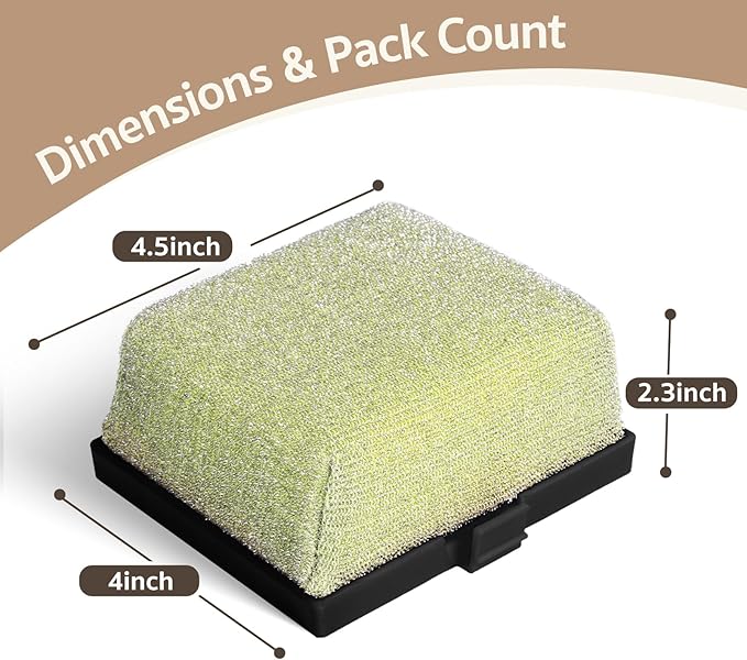 GASPRO Replaceable Cleaning Head for Steam Grill Brush, Bristle Free BBQ Grill Cleaning Pads with Heat-Activated Sponge, Safe for Most Grates, Replace & Reuse, Black