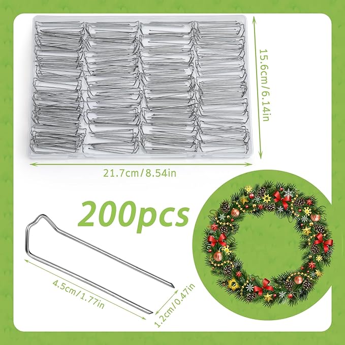 200 Pcs Greening Pins, Straight Pins,1.7 Inch Floral U Pins for Floral Picks Foam Bouquet Arrangements Craft Projects, Bouquet, DiySewing Projects