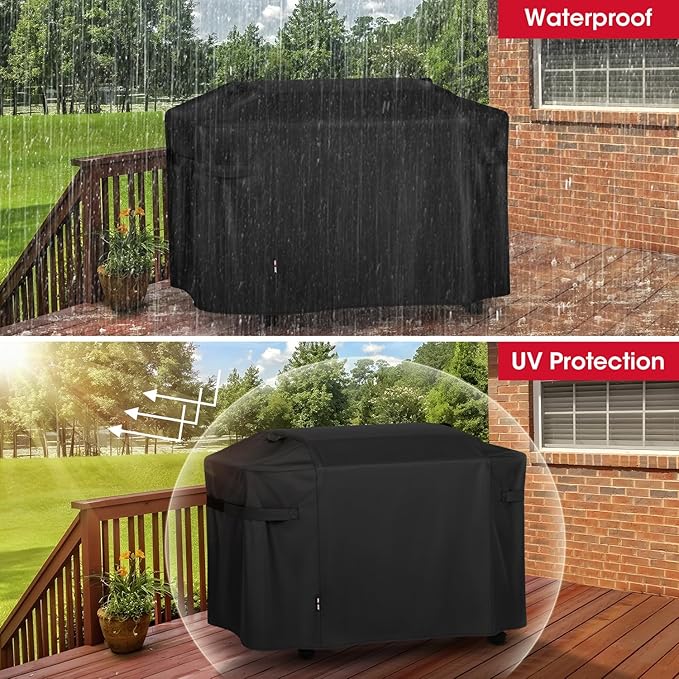 Unicook Griddle Cover Compatible with Weber 36" Rust-Resistant Griddle, Compared to Weber 3400030, Heavy Duty Waterproof 4 Burner Flat Top Grill Cover with Hood, 64 Inch Outdoor BBQ Protector, Black