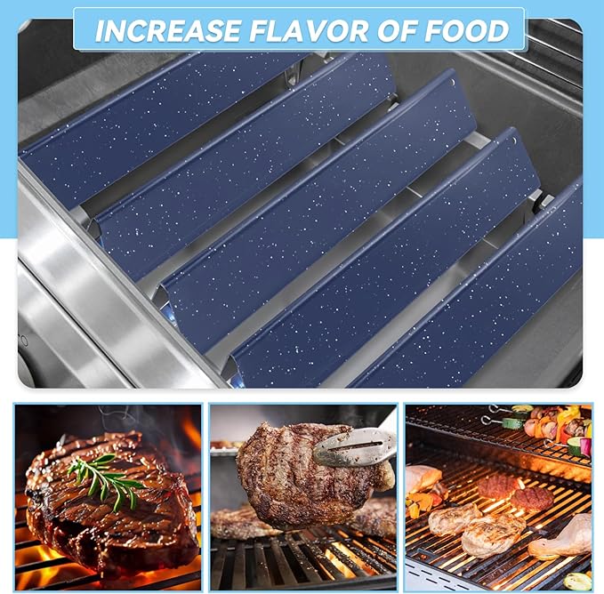 17.5" Flavorizer Bars for Weber Genesis Grill Parts 300 Series Grills with Front Control Knob, Replacement for Genesis E310 S310 E320 S320 E330 S330 Porcelain Steel Heat Plates for 7620, 5 Pack
