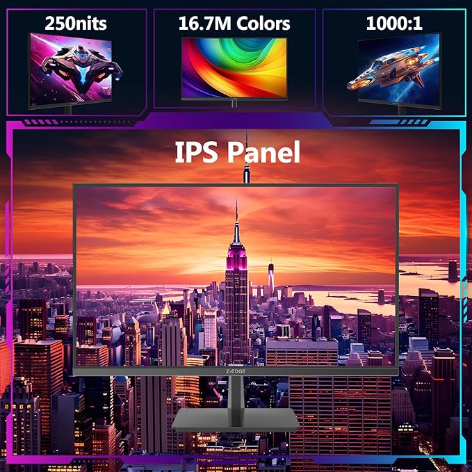 Z-Edge 27-inch 4K Gaming Monitor, 120Hz UHD 3840x2160 IPS Monitor, S274K 1ms MPRT Refresh Rate, 16.7M Colors, HDMI 2.0 x2 and DP 1.4 x 2