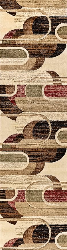 JONATHAN Y Abstract Arches Cream/Brown/Red Runner Rug 2X8 ft, Tamara Retro for Living Room, Bedroom, Kitchen, Office, Easy-Cleaning, High Traffic, Pet-Friendly, Non-Shedding UNQ102A-28