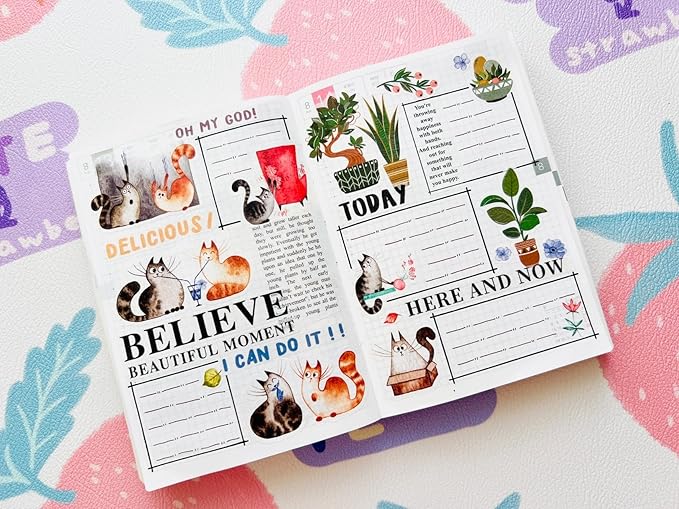 WT Chonky Cat Washi Tape Sticker Set, 4 Rolls, Original Designs, Watercolor Cute Cat Decorative Sticker, Kiss-Cut Craft Sticker, Bujo Planner Supplies, Journals Gifts, DIY Paper Sticker