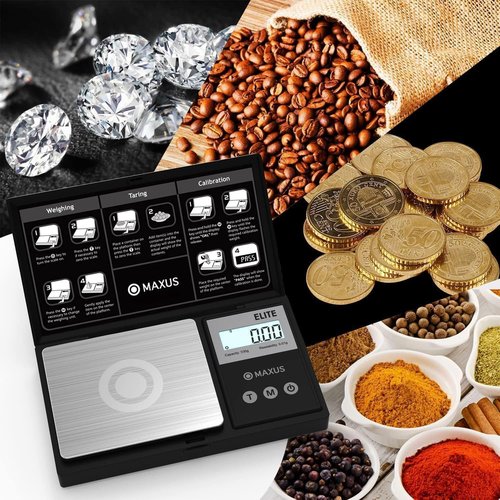 MAXUS Digital Pocket Gram Scale - High Precision 500g x 0.01g | Ideal for Food, Jewelry & Grains with LCD Display