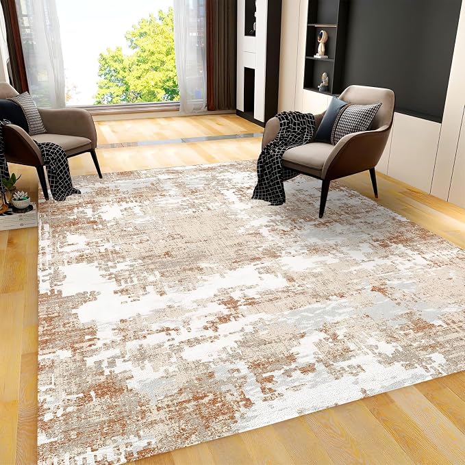 Modern Distressed Area Rug, Abstract Ethnic Art Non Slip Kids Rugs, Machine Washable Durable Carpet for Indoor Bedroom Living Room Office Decor Rug - 5 ft x 7 ft, Style-6