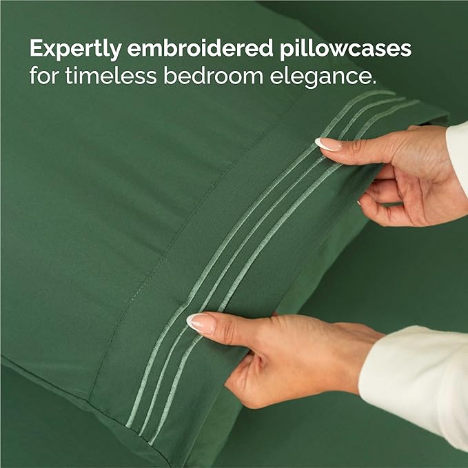 King Size 4 Piece Sheet Set - Comfy Breathable & Cooling Bed Sheets Set - Hotel Luxury Bedding for Women, Men, Kids & Teens - Deep Pockets, Easy-Fit, Soft and Wrinkle Free - Oeko-Tex - Emerald Green