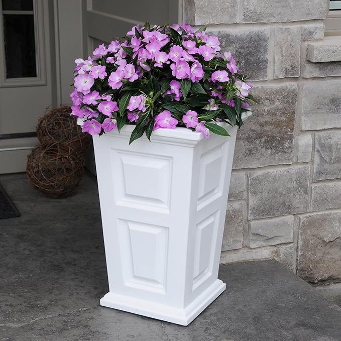 Mayne Wyndham 24-Inch Tall Planter – Self-Watering, Weather-Resistant Planter for Flowers – Durable Indoor/Outdoor Design for Patio, Porch, or Entryway