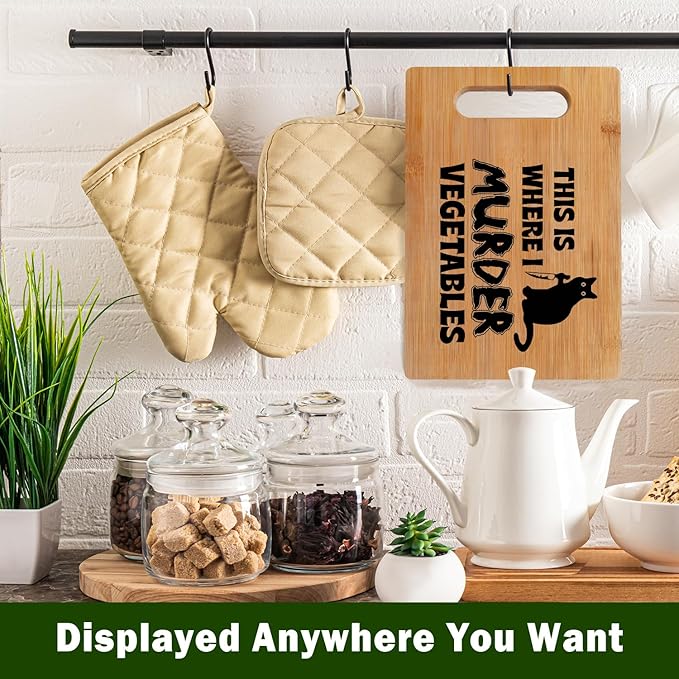Lacama Funny Black Cat Kitchen Gifts for Women，Cute Cutting Board Appreciation Gift for Women Christmas Birthday, Vegetable Murder Cutting Chopping Boards for Her, Mom, Sister, Friends