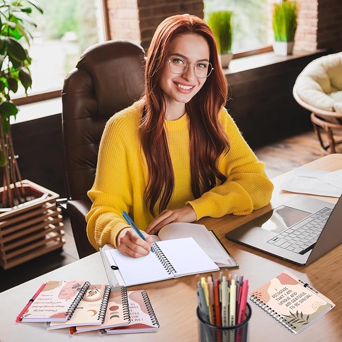 Kosiz 48 Pcs/24 Set Positive Affirmation Gifts Gratitude Spiral Notebooks with Pens Motivational Encouragement Notepads Daily Affirmations Journal for Women Valentine Galentine Gifts (Rainbow)
