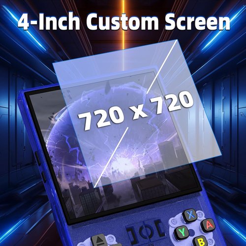 R36MAX Retro Gaming Console - Portable Handheld System with 64GB TF Card & 4.0" IPS HD Screen (Blue)
