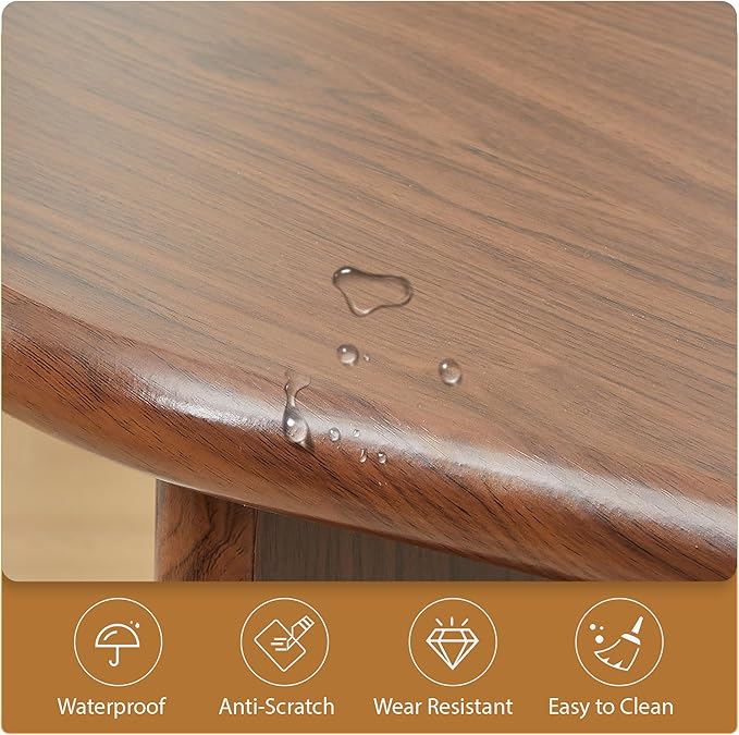 LEVNARY 54.3" Curved Small Computer Desk, Wooden Executive Desk with Sturdy Fluted Legs, Modern Luxury Corner Single Writing Vanity Desk for Bedroom Living Room Home Office (Walnut)