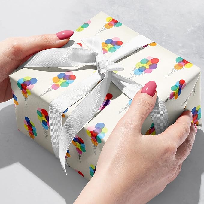 Jillson Roberts Bulk Gift Wrap, Everyday Gift Wrapping Supplies, Bunch of Balloons, 1/2 Ream 417 feet x 24 inches