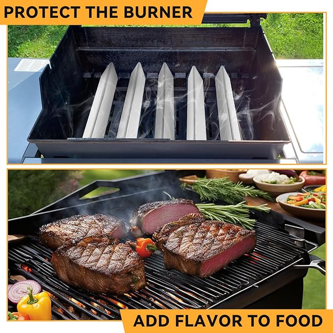 17.5 Inch Stainless Steel Flavorizer Bars for Weber Genesis E310, E320, E330, S310, S320, S330, for Genesis 300 Gas Grills with Front-Mounted Knobs, for Genesis Grill Parts 7620 Flavor Bars, 5 PCS