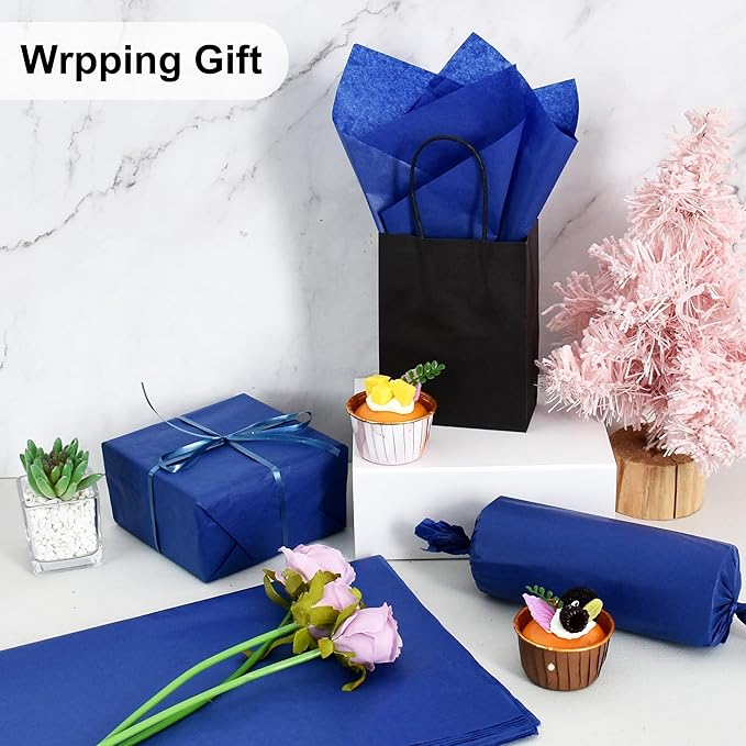 BEISHIDA 100 Sheets Royal Blue Tissue Paper Bulk, Wrapping Tissue Paper for Gift Bags, 14 x 20 Inch Gift Wrap for Birthday Wedding Graduation DIY Crafts Holiday Flowers