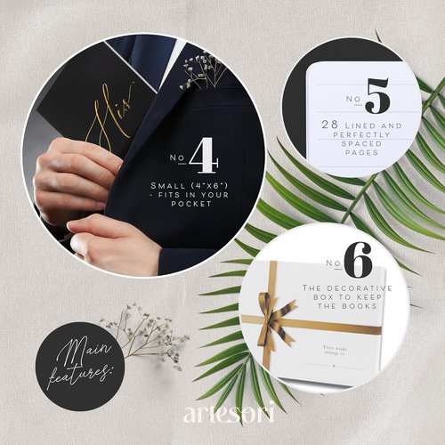 ARTESORI Wedding Vow Book - Soft Touch with Gold Engraving | 28 Lined Pages in Blush & Navy