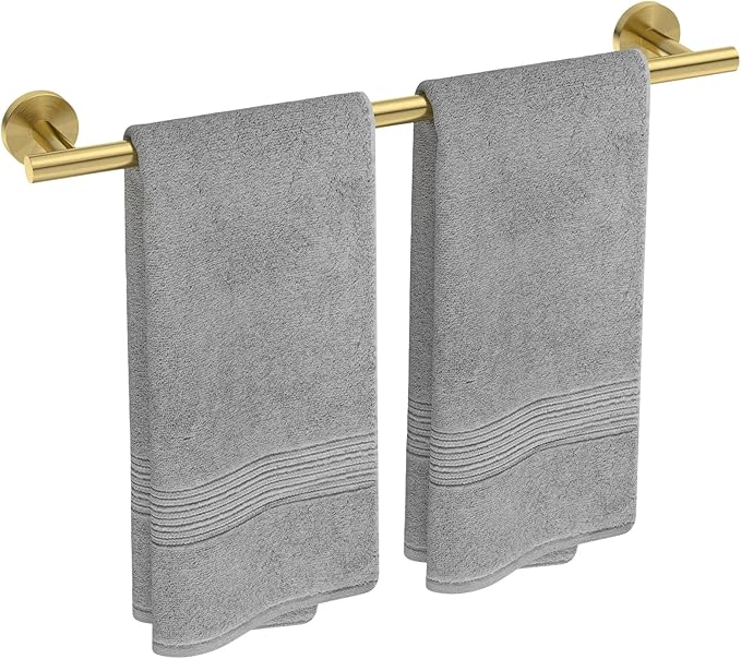 USHOWER Light Gold Towel Bar, 22-Inch Towel Racks for Bathroom Wall-Mounted, SUS304 Stainless Steel Towel Rod (Total Length 24-Inch)