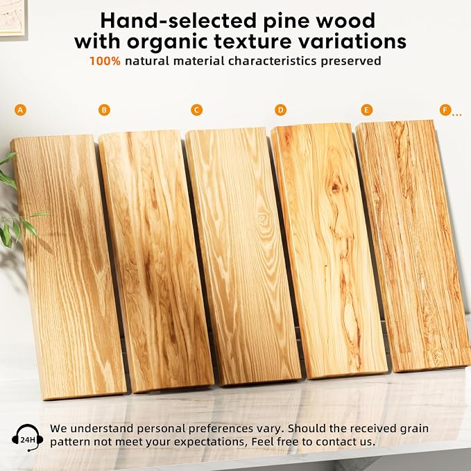 Solid Wood Live Edge Floating Shelves Set of 2 – 24" Rustic Wall Shelf with Hidden Bracket System, Wall Mounted Shelves for Bathroom, Kitchen, Living Room, Bedroom (Raw Wood)