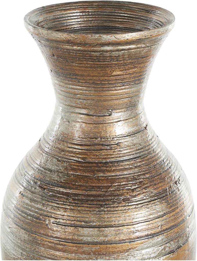 Deco 79 Bamboo Wood Decorative Vase Antique Inspired Pot Centerpiece Vase, Vase for Home Decoration 8" x 8" x 21", Brown