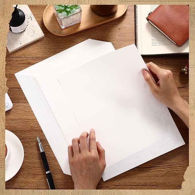 Epakh 200 Sheets Old Age Parchment Paper 8.5 x 11 Inch Standard Letter Vintage Colored Old Parchment Semblance Double Side Printing Paper(White)