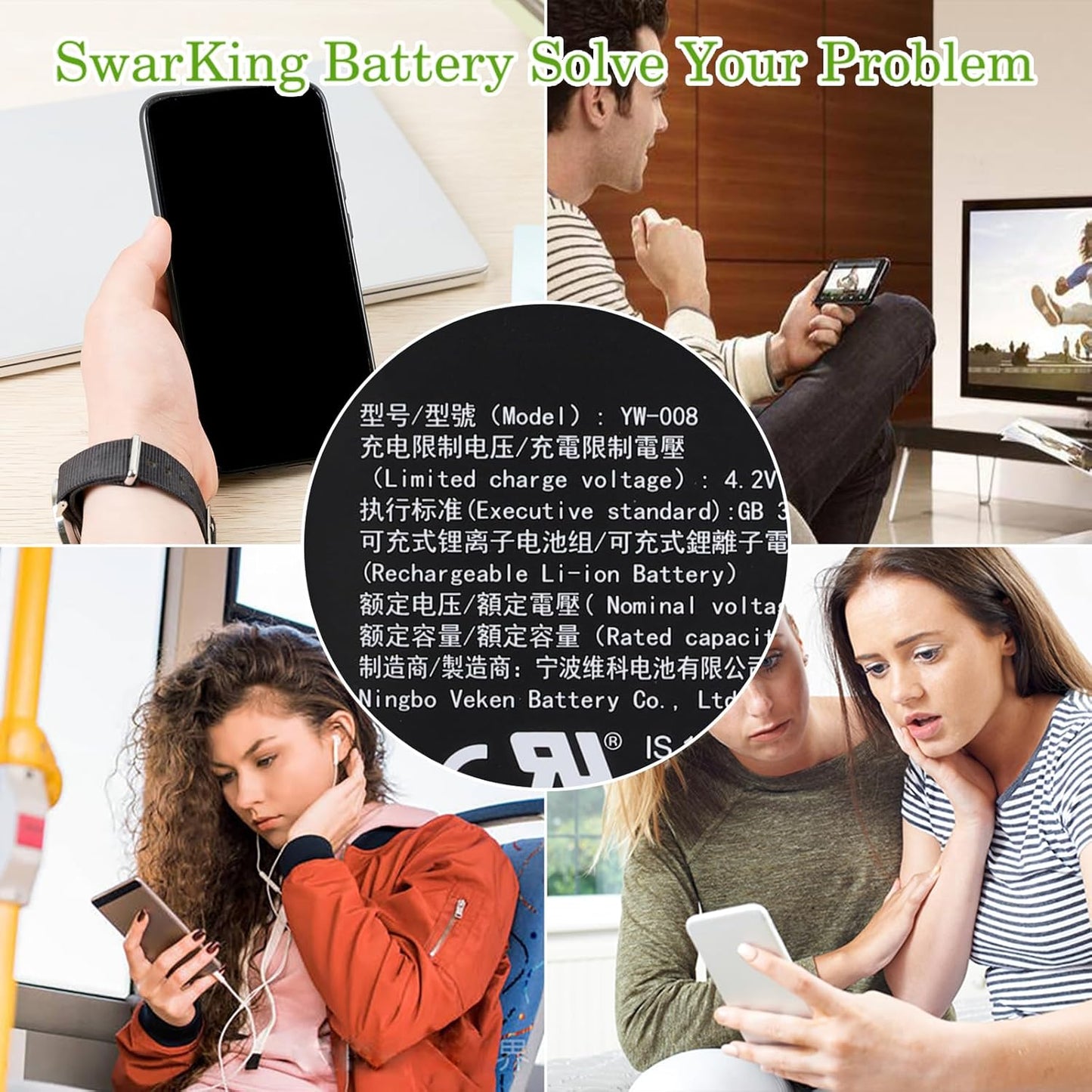 VEKEN Rechargeable 0 Cycle Replacement Battery YW-008 - Compatible with Pax A920 Pro & Tools