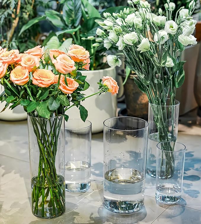 Olrla 2 Sets Tall Transparent Acrylic Flower Vase Height 15.75'', Shatter-Proof Clear Cylinder Vase for Tall Branches Flowers