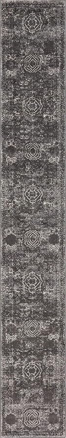 Unique Loom Bromley Collection Area Rug - Wells (2' x 13' 1" Runner, Dark Gray/ Gray)