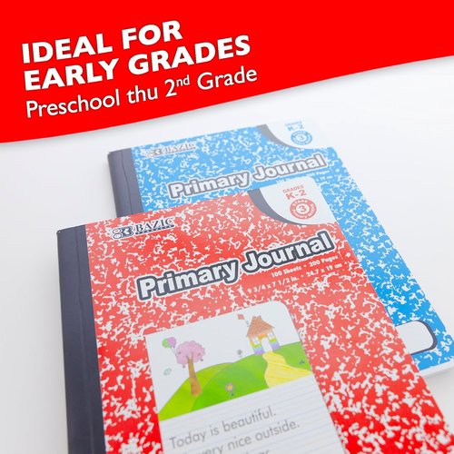 BAZIC PRODUCTS Primary Journal Composition Book - Marble Design for Kids | 100 Sheets, Ideal for Grades K-2